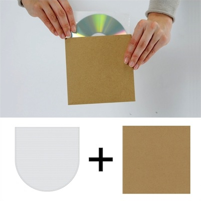 CD紙ジャケット 厚紙製 クラフト茶＋不織布内袋 50組セット