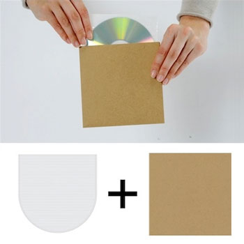 CD紙ジャケット 厚紙製 クラフト茶＋不織布内袋 50組セット